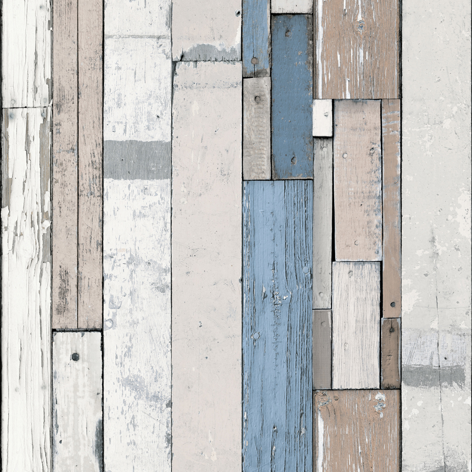 Mural Wallpaper Plank Stripe Blue Muriva L10401