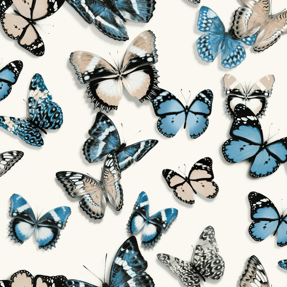 Modern Wallpaper Flutterby Blue Muriva L13701