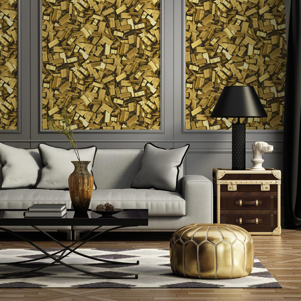 Mural Wallpaper Gold Bars Muriva L16612 - MurivaMuriva