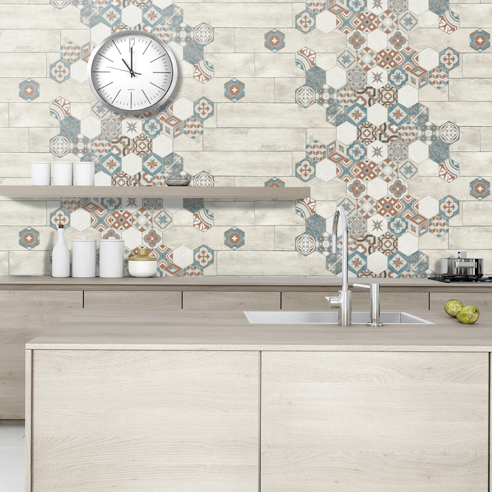 Modern Wallpaper Tile Tops Muriva L777 - Muriva